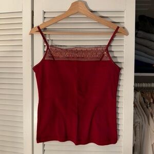 Eyeshadow Cotton Lace-Trim Camisole | Burgundy | L